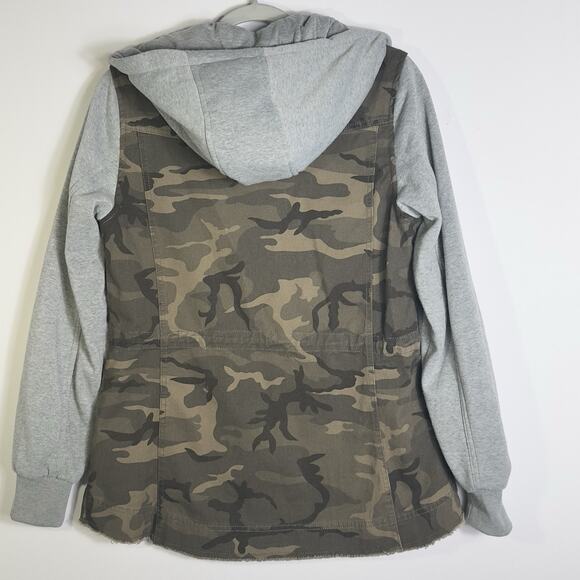 Madden NYC Camo Utility Jacket Hoodie Womens M Army Green Camo Zip Up Y2K - Picture 4 of 10